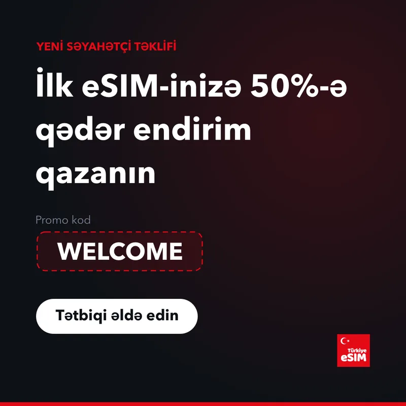 Turkey eSIM promo kodu — 15%-dək endirim