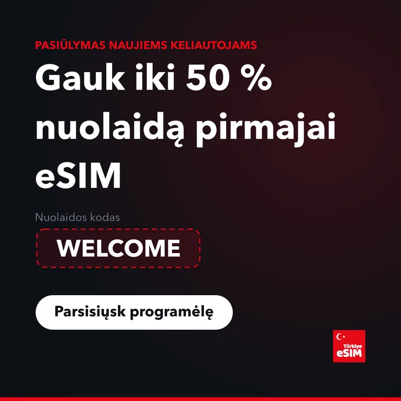 Turkey eSIM nuolaidos kodas — iki 15% nuolaida