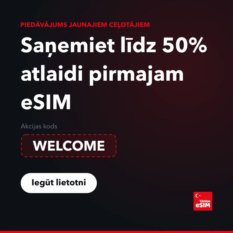 Turkey eSIM promo kods — atlaide līdz 15%